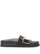 Tibi Hunter Slide Sandals - Black