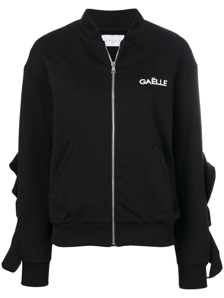 Gaelle Bonheur Frill Sleeve Bomber Jacket - Black