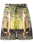 La Perla Fish Print Swim Shorts, Men's, Size: Small, Yellow/orange, Polyester