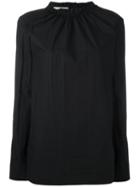 Marni Ruffle Collar Poplin Top, Women's, Size: 46, Black, Cotton