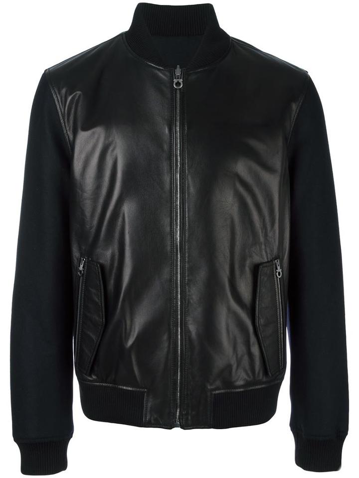 Salvatore Ferragamo Reversible Bomber, Men's, Size: 50, Black, Leather/polyester
