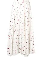 Chinti & Parker Strawberry Print Pleated Skirt - White