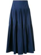 Red Valentino Pleated Skirt, Women's, Size: 38, Blue, Cotton/spandex/elastane