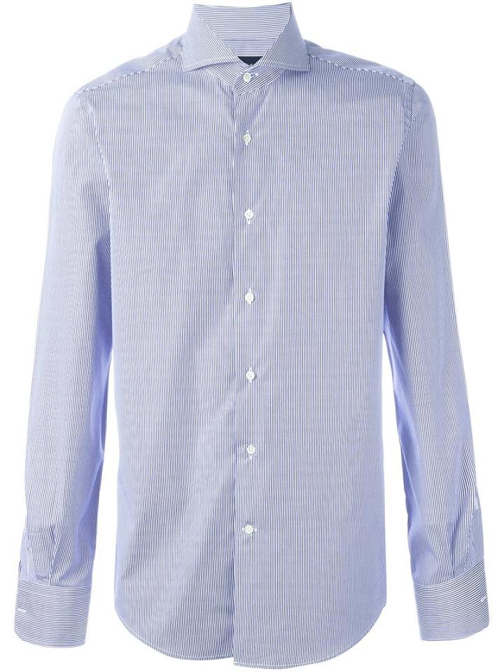 Lardini Long Sleeve Buttoned Shirt, Men's, Size: 42, Blue, Cotton