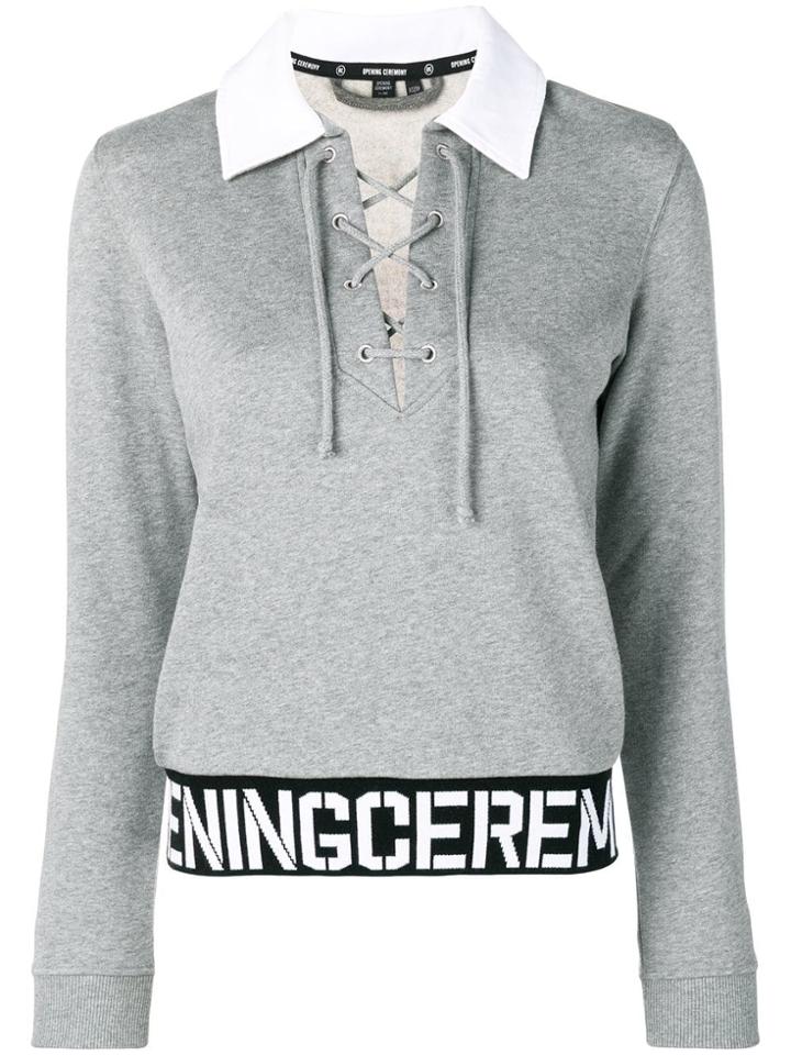 Opening Ceremony Collar Long-sleeve Sweater - Grey