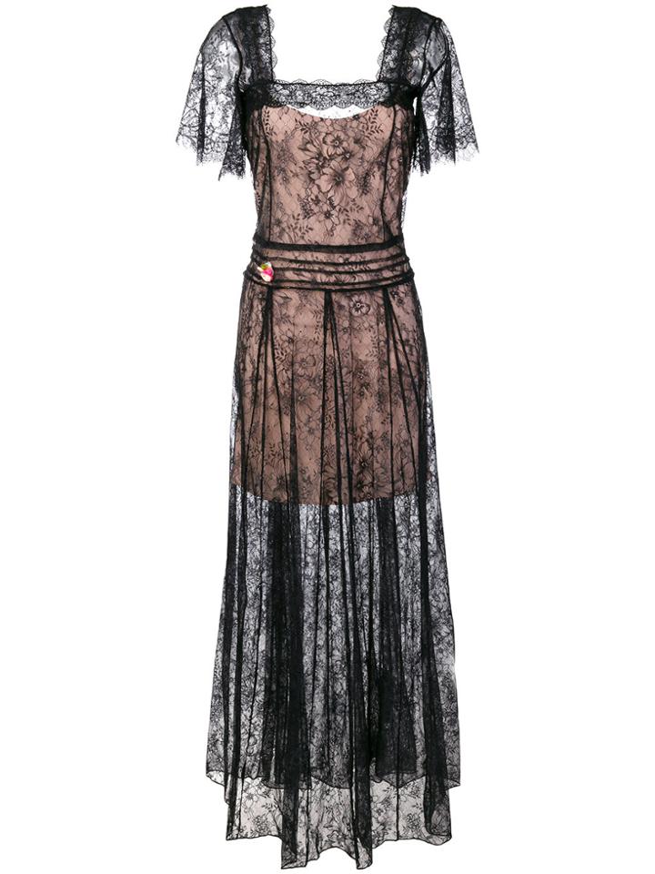 Twin-set Long Lace Gown - Black