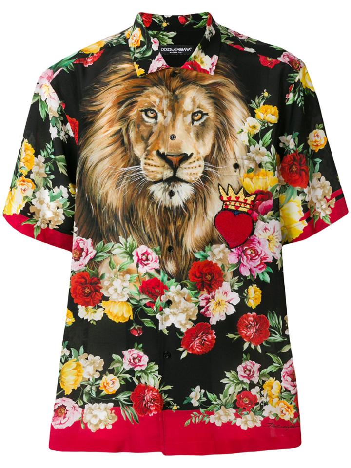 Dolce & Gabbana Floral Lion Print Shirt - Multicolour