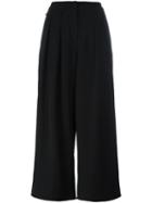 Armani Collezioni Pleated Wide-legged Cropped Trousers, Women's, Size: 44, Black, Polyester