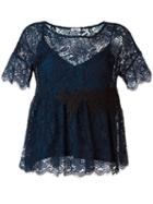 P.a.r.o.s.h. Embroidered Lace Blouse, Women's, Size: Xs, Black, Polyester/viscose/cotton/polyamide