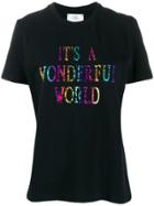 Alberta Ferretti Slogan Printed T-shirt - Black