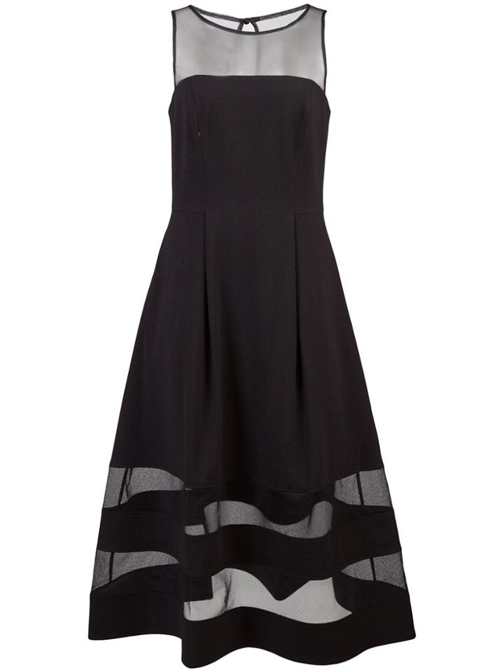 Aidan Mattox Sheer Panel Midi Dress - Black