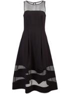 Aidan Mattox Sheer Panel Midi Dress - Black