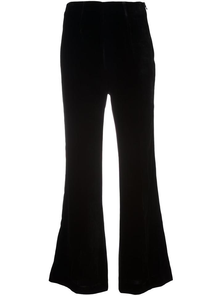 Roland Mouret 'connor' Velvet Flared Trousers, Women's, Size: 10, Black, Silk/spandex/elastane/acetate/viscose