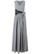 P.a.r.o.s.h. - Striped Wrap Dress - Women - Cotton/polyamide/spandex/elastane - S, Grey, Cotton/polyamide/spandex/elastane