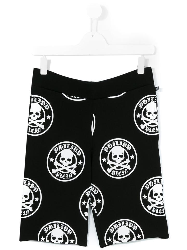 Philipp Plein Kids - Skull Print Shorts - Kids - Cotton - 16 Yrs, Boy's, Black