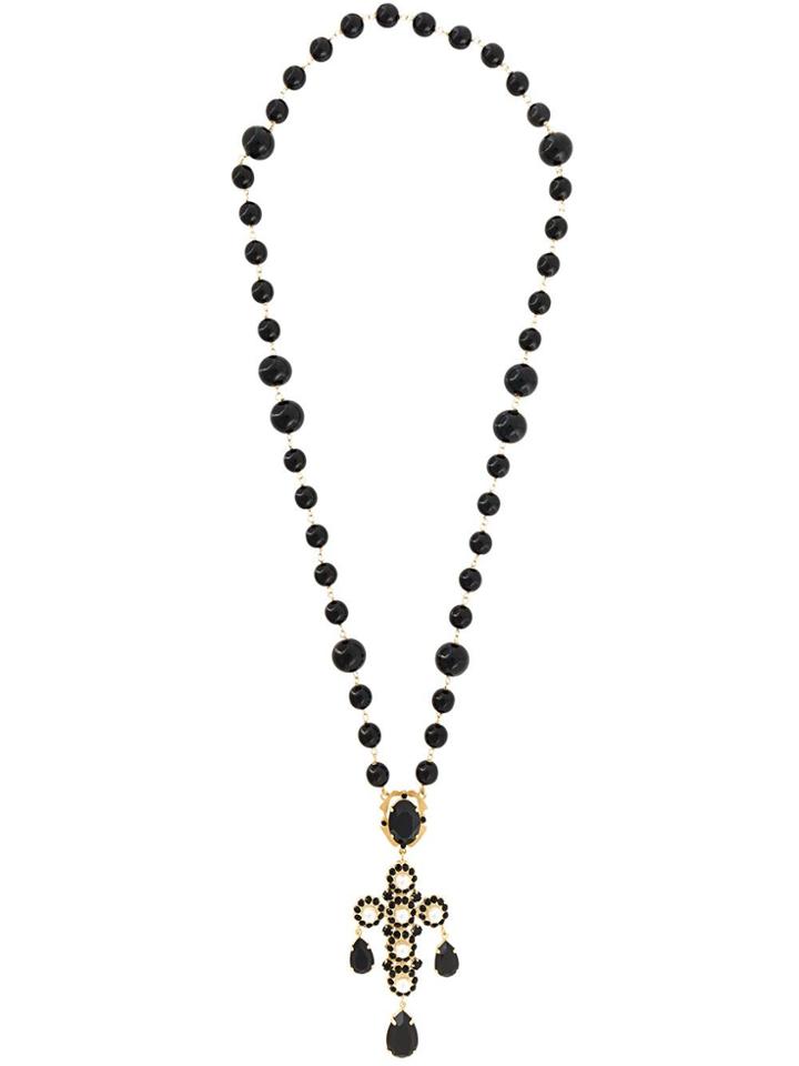 Dolce & Gabbana Beaded Crystal Lariat Necklace - Black