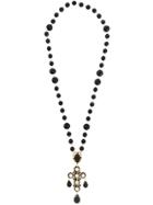 Dolce & Gabbana Beaded Crystal Lariat Necklace - Black