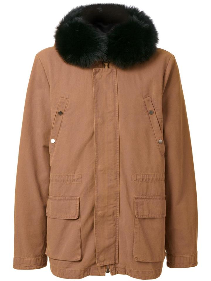 Yves Salomon Padded Hooded Jacket - Brown