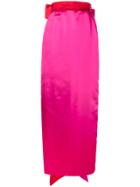 William Vintage Bow Straight Maxi Skirt - Pink & Purple