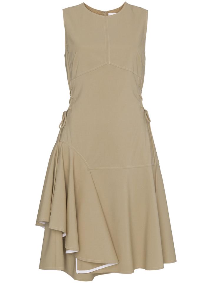 Adeam Lace Up Flared Dress - Nude & Neutrals