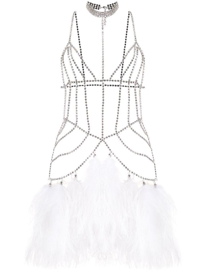 Alessandra Rich Crystal Embellished Body Jewellery - White