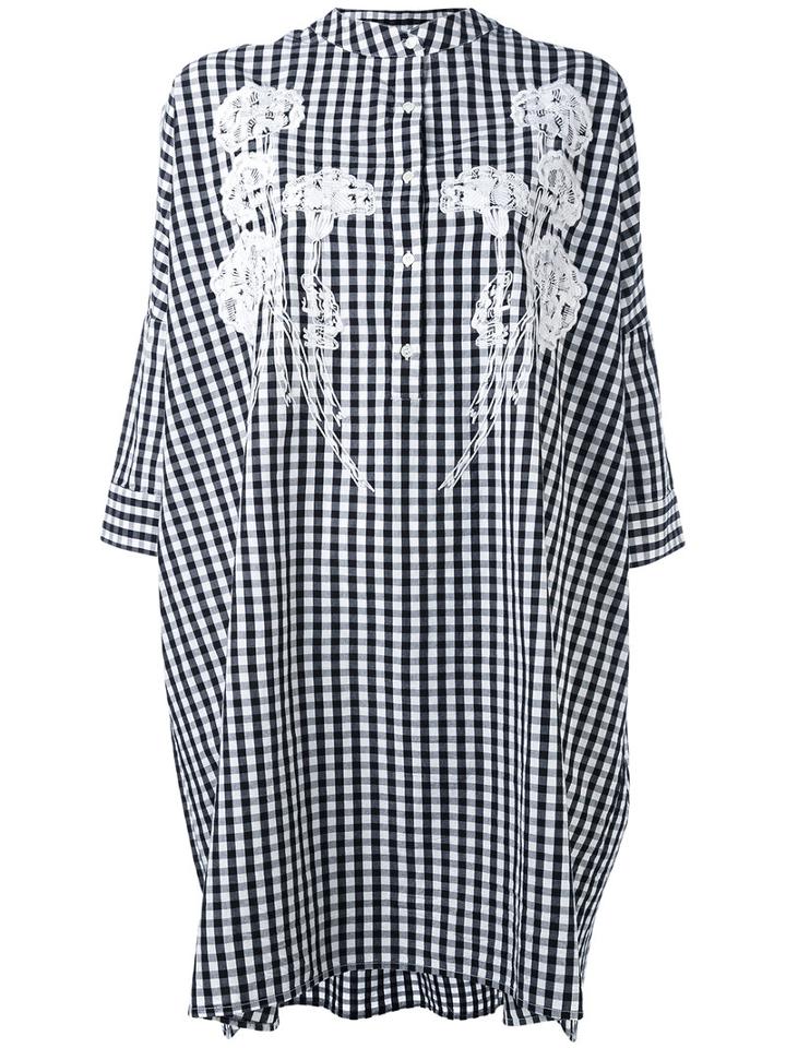 Essentiel Antwerp - 'nuda' Embroidered Gingham Dress - Women - Cotton/acrylic - 42, Black, Cotton/acrylic