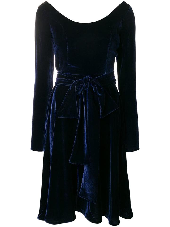Rhea Costa Velvet Skater Dress - Blue