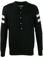 Hydrogen Stripe-detail Knitted-style Polo Shirt - Black