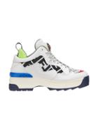 Fendi Multicolour Zucca Panel Platform Sneakers - White