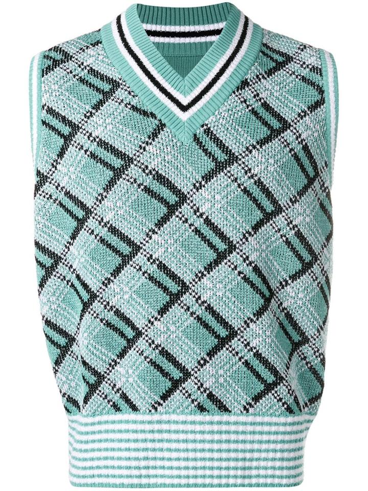 Maison Margiela Diffuse Check Knitted Sweater - Green