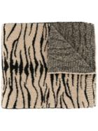 Ssheena Zebra Print Knitted Scarf - Brown