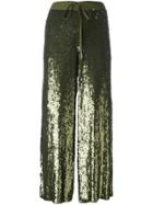 P.a.r.o.s.h. Drawstring Sequined Cropped Trousers - Green