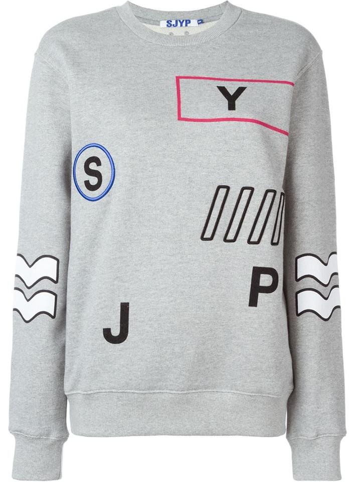Steve J & Yoni P Embroidered Details Sweatshirt, Women's, Size: Large, Grey, Cotton