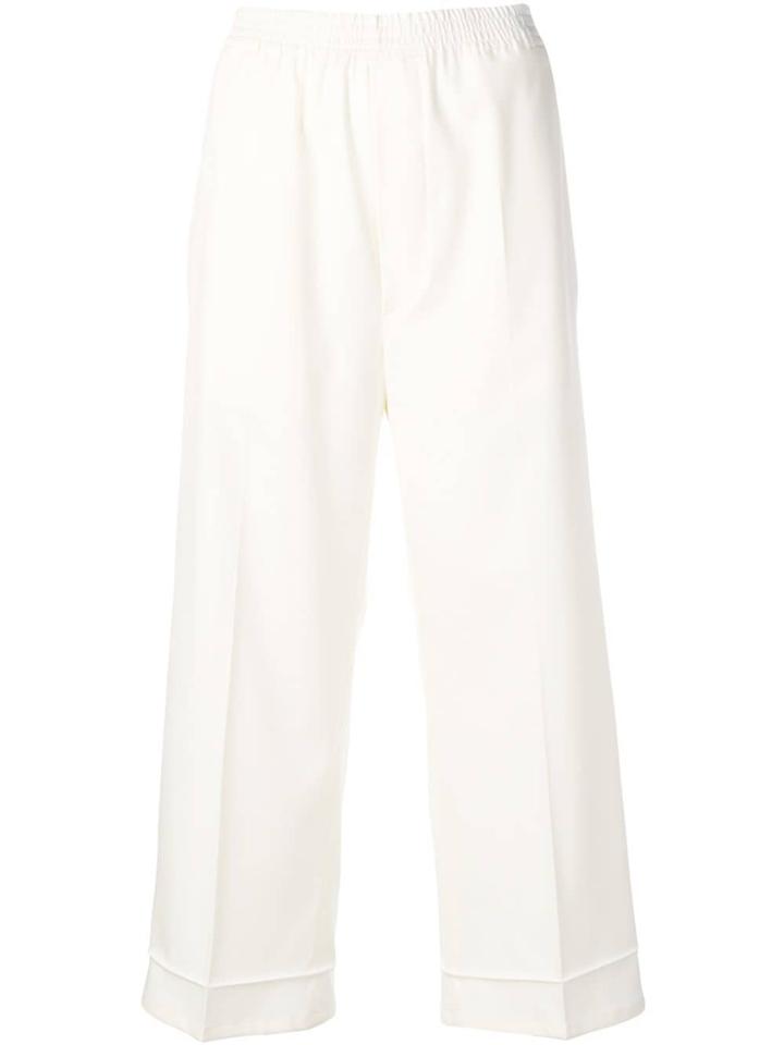 Mm6 Maison Margiela Cropped Wide-leg Trousers - White