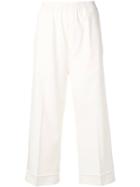 Mm6 Maison Margiela Cropped Wide-leg Trousers - White