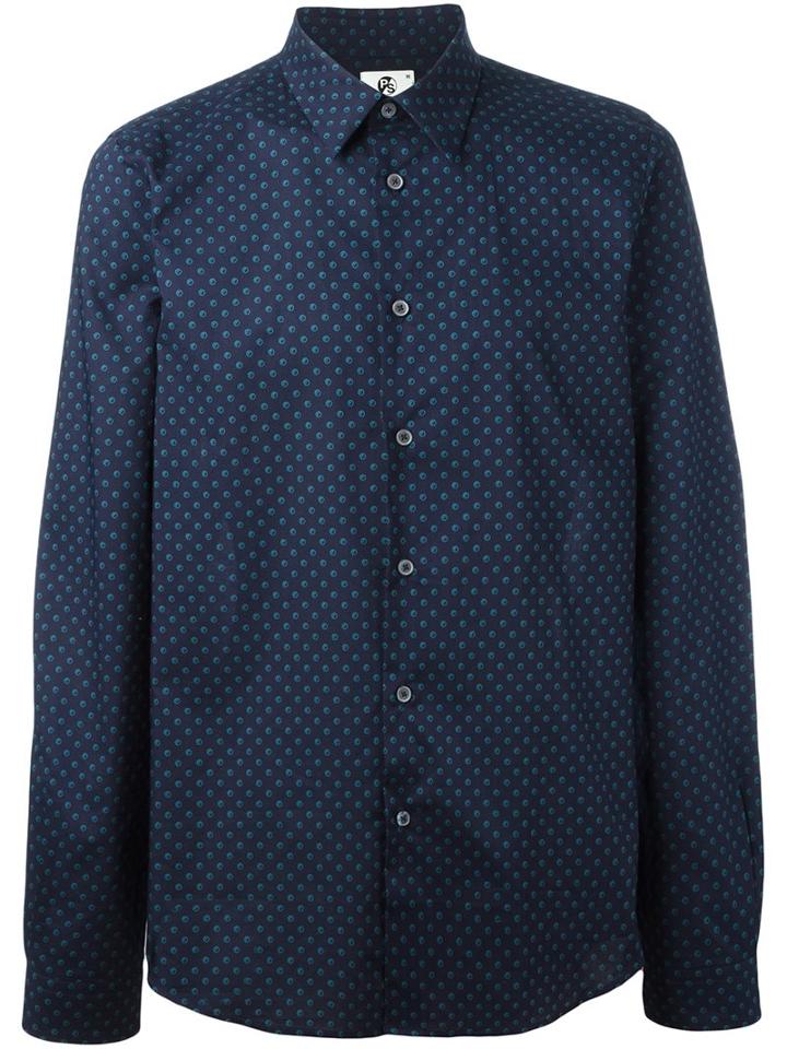 Ps By Paul Smith Dotted Print Shirt, Men's, Size: Small, Blue, Cotton