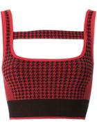 Nagnata Houndstooth T-bar Crop Sports Top - Red
