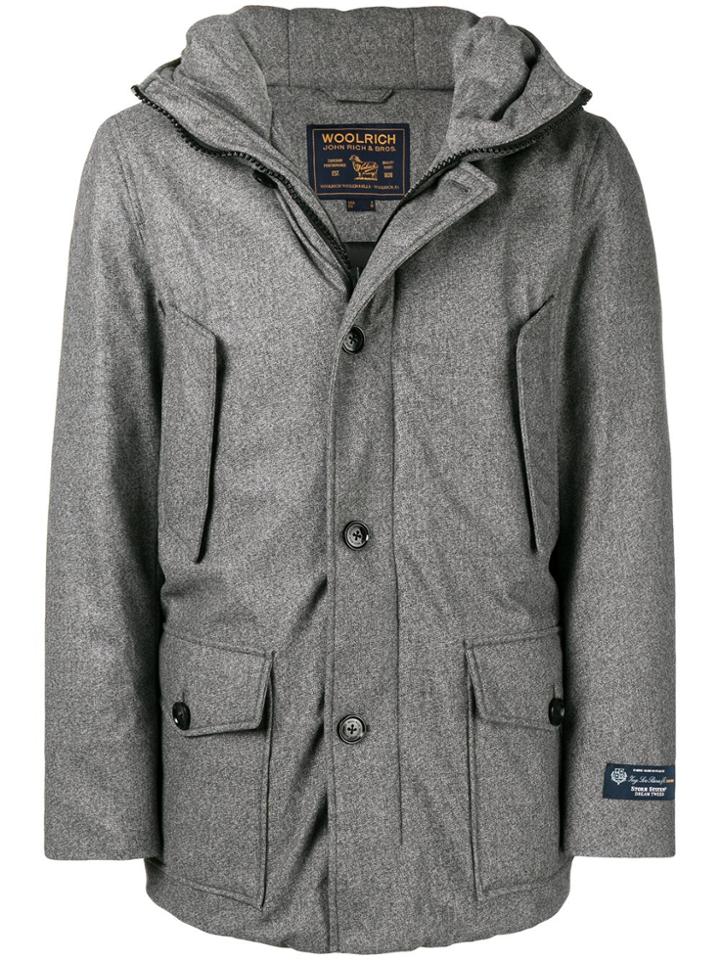 Woolrich Buttoned Hooded Parka - Grey