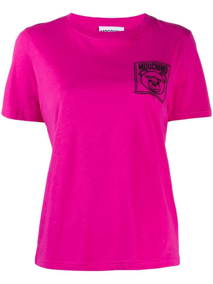 Moschino Teddy Bear Embroidered Logo T-shirt - Pink