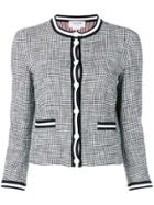 Thom Browne Textured Tweed Crewneck Cardigan - Blue