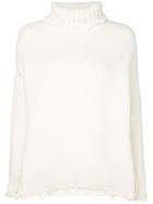 Maison Flaneur Distressed Roll Neck Sweater - White