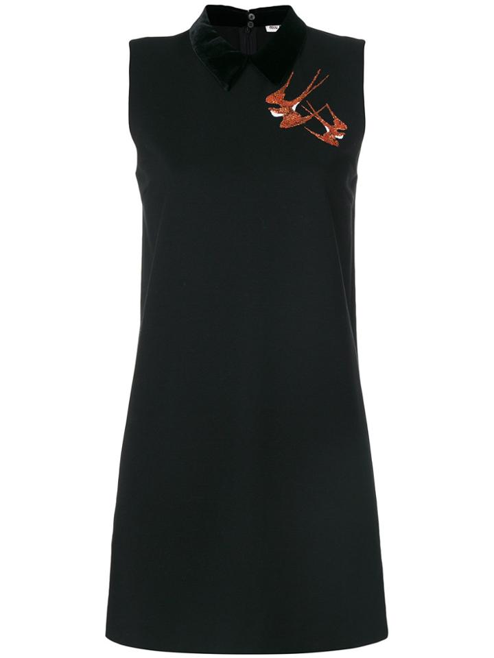 Miu Miu Bird Patch Shift Dress - Black