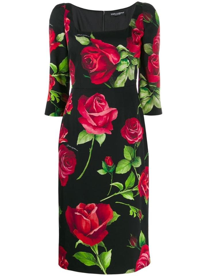 Dolce & Gabbana Portofino Print Fitted Dress - Black