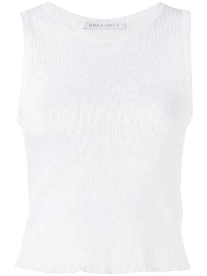 Alberta Ferretti - Spallina Tank - Women - Cotton - 42, Women's, White, Cotton