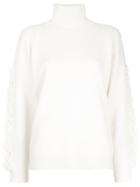 Barrie Fringe Detail Oversized Sweater - White