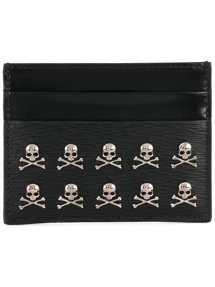 Philipp Plein Card Holder With Skull Appliqués - Black