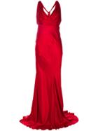 Alberta Ferretti Maxi Evening Silk Dress - Red