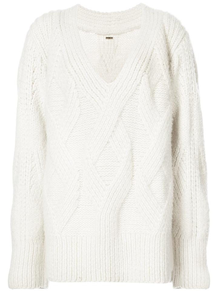 Adam Lippes Hand Knit Cashmere Cable Sweater - White