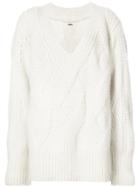 Adam Lippes Hand Knit Cashmere Cable Sweater - White