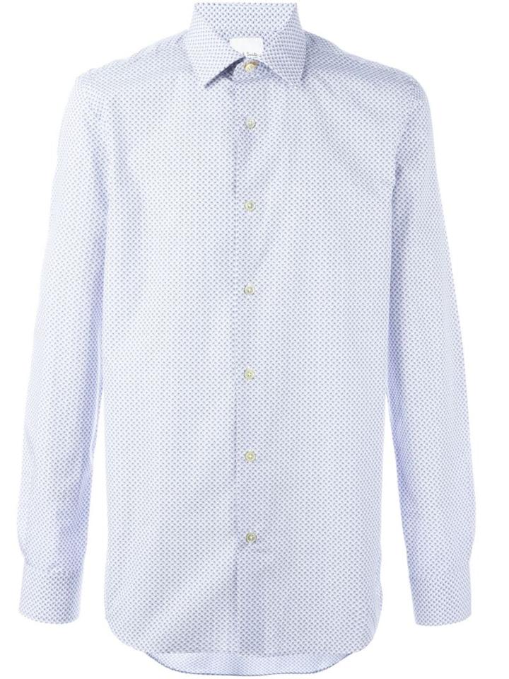 Paul Smith Micro Paisley Print Shirt, Men's, Size: 16, White, Cotton